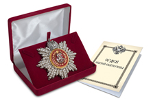 Звезда ордена святой Екатерины с короной (с хрусталём и жемчугом Swarovski), копия