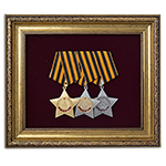Полный комплект орденов Славы (I, II, III степени), вариант 2 профессиональный муляж