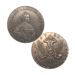 Монета рубль 1741 года Елизавета (маленькая голова) , копия